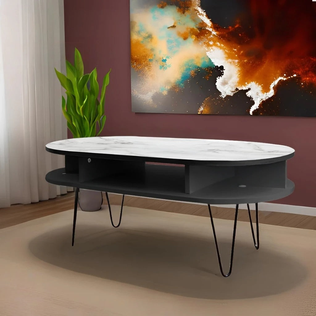 Moana Coffee Table - Oval Dark Marble