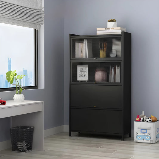 Stora Kabinet Steel 4 Pintu - Hitam